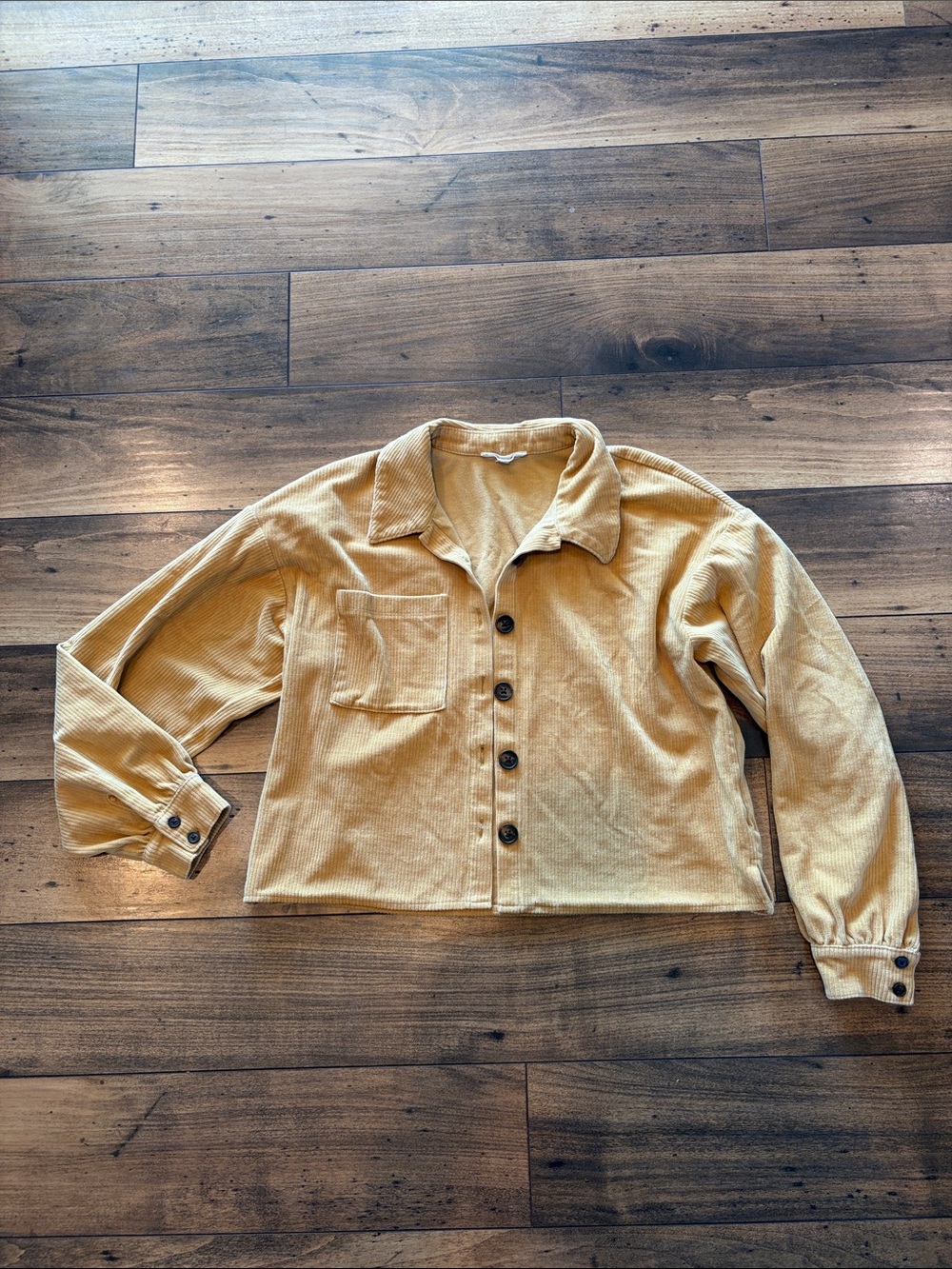 Maxwell Cropped Mustard Corduroy Button-Up Jacket